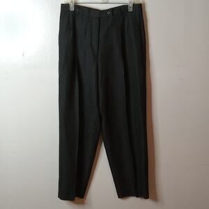 First Issue Women's Petite 12 Wide leg Black Pin Stripe high rise Pants. Office